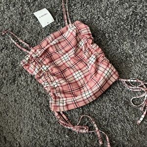 NWT Forever 21 Rose Plaid Crop Top
